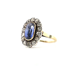 Bague Entourage en or jaune, argent, saphir et diamants