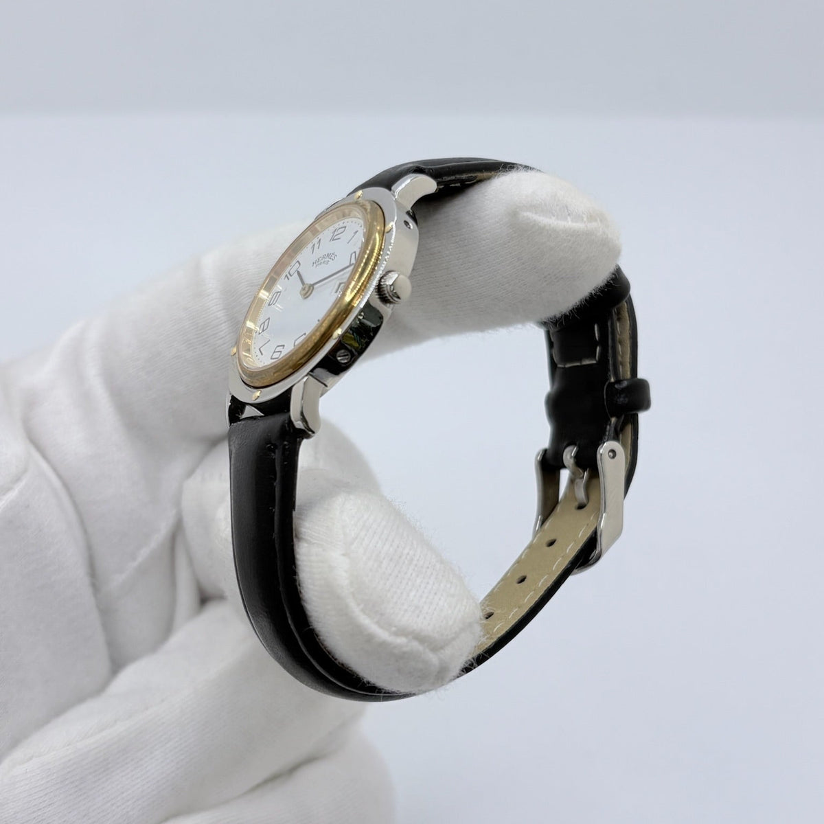 Montre HERMÈS Clipper en or jaune, acier et cuir