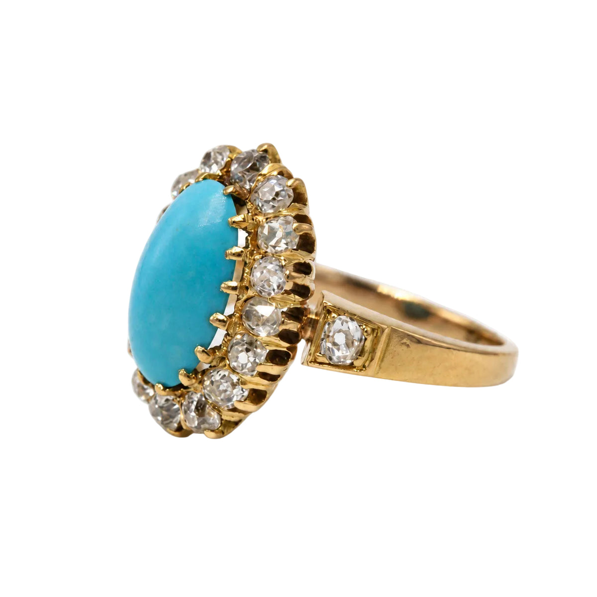 Bague Marguerite en or jaune, turquoise et diamants