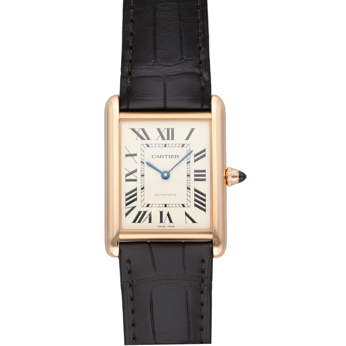 Montre CARTIER "Tank Louis Cartier" GM en or rose et cuir