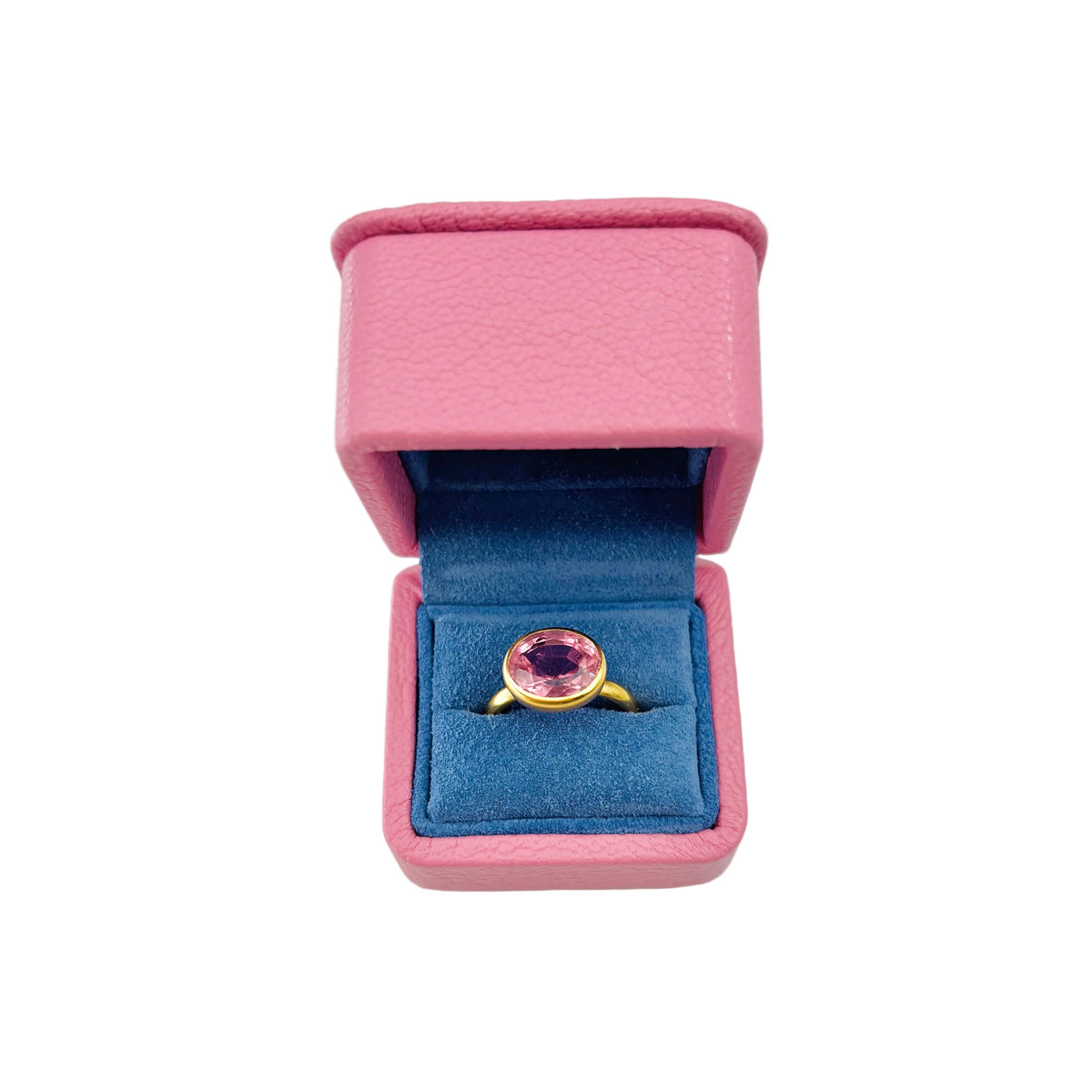 Bague Solitaire MARIE-HÉLÈNE DE TAILLAC "Princesse" en or jaune et tourmaline rose