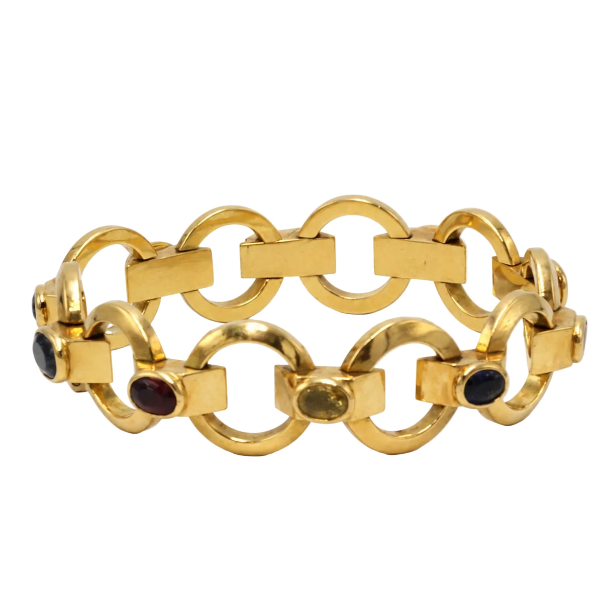 Bracelet Tank en or jaune, grenats, spinelles, zircons et iolite
