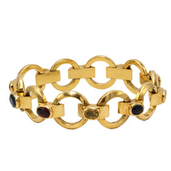 Bracelet Tank en or jaune, grenats, spinelles, zircons et iolite