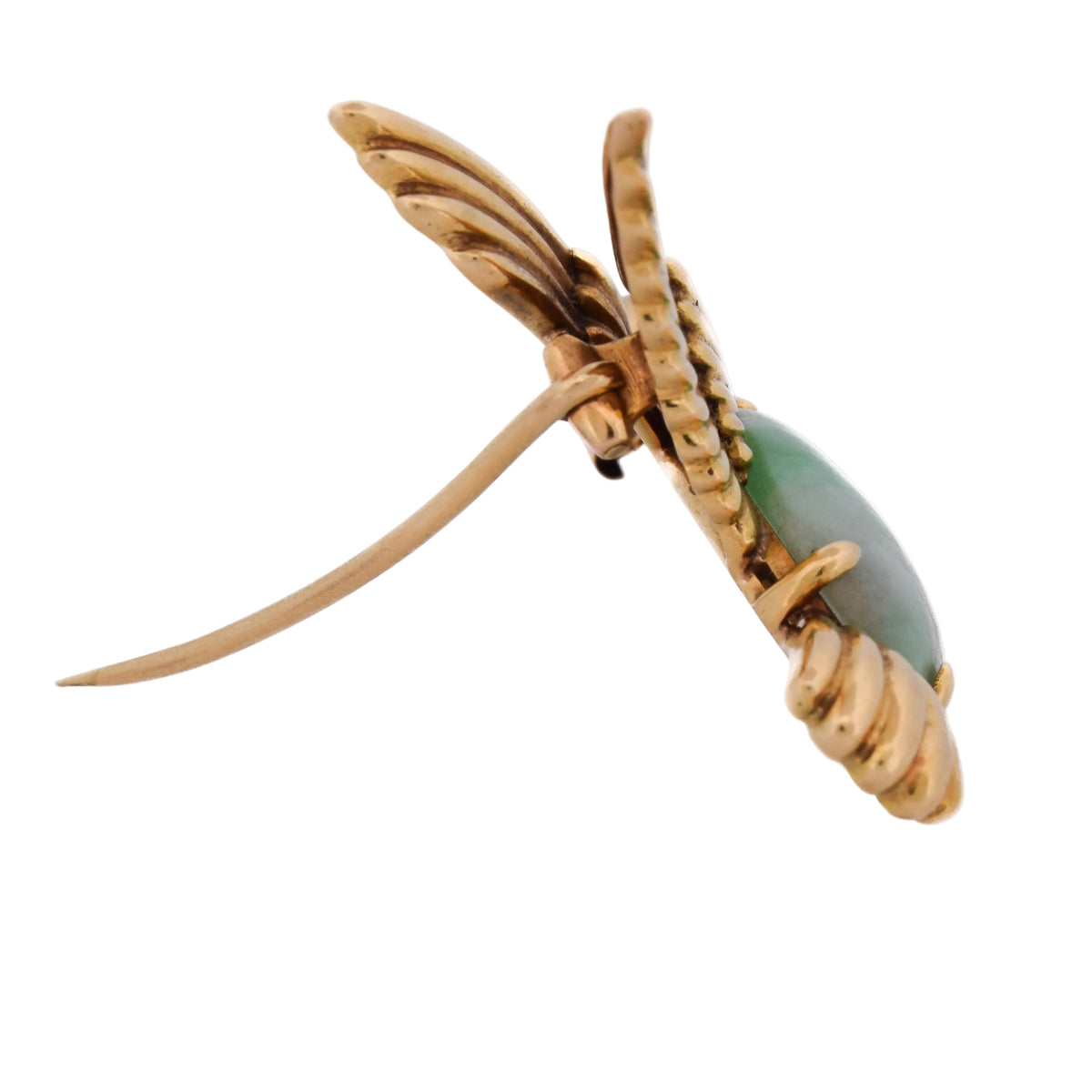 Broche Épingle en or jaune, jade et rubis