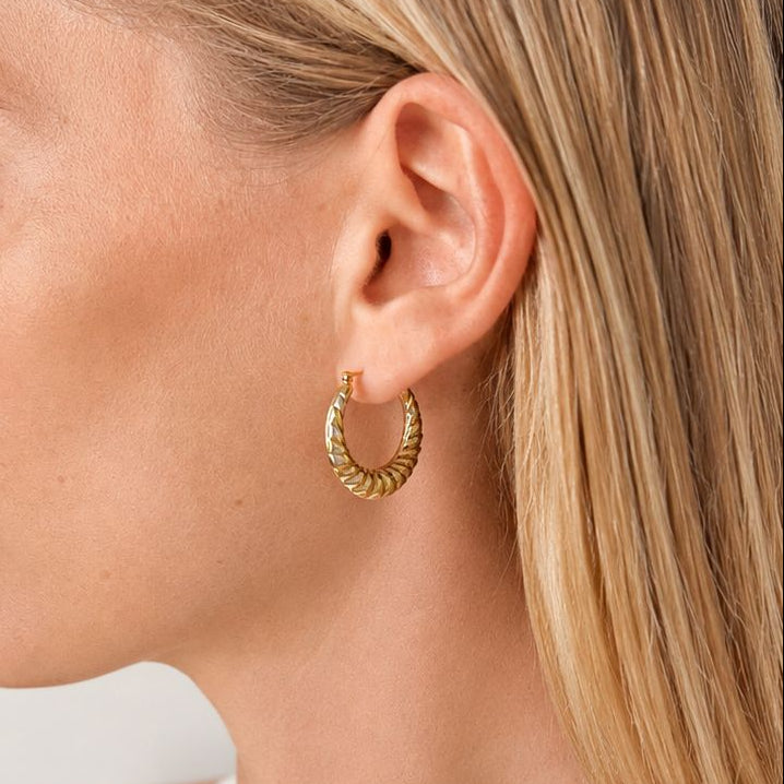 Boucles d'oreilles Créoles en or blanc et or jaune
