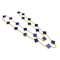 Collier Sautoir VAN CLEEF & ARPELS Vintage Alhambra en or jaune et lapis-lazuli