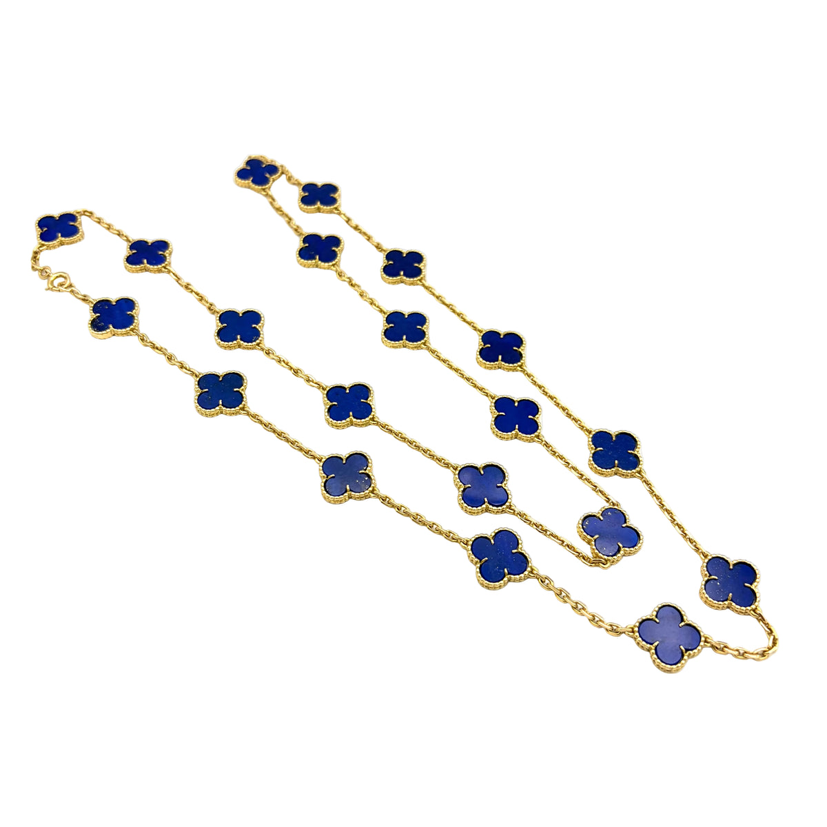 Collier Sautoir VAN CLEEF & ARPELS "Vintage Alhambra" en or jaune et lapis-lazuli