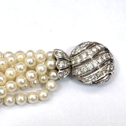 Bracelet en or blanc, perles et diamants