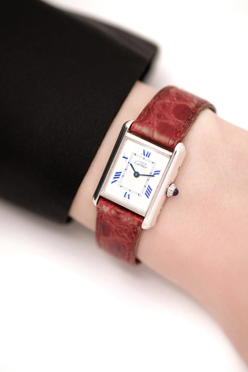 Montre CARTIER Tank en argent et cuir