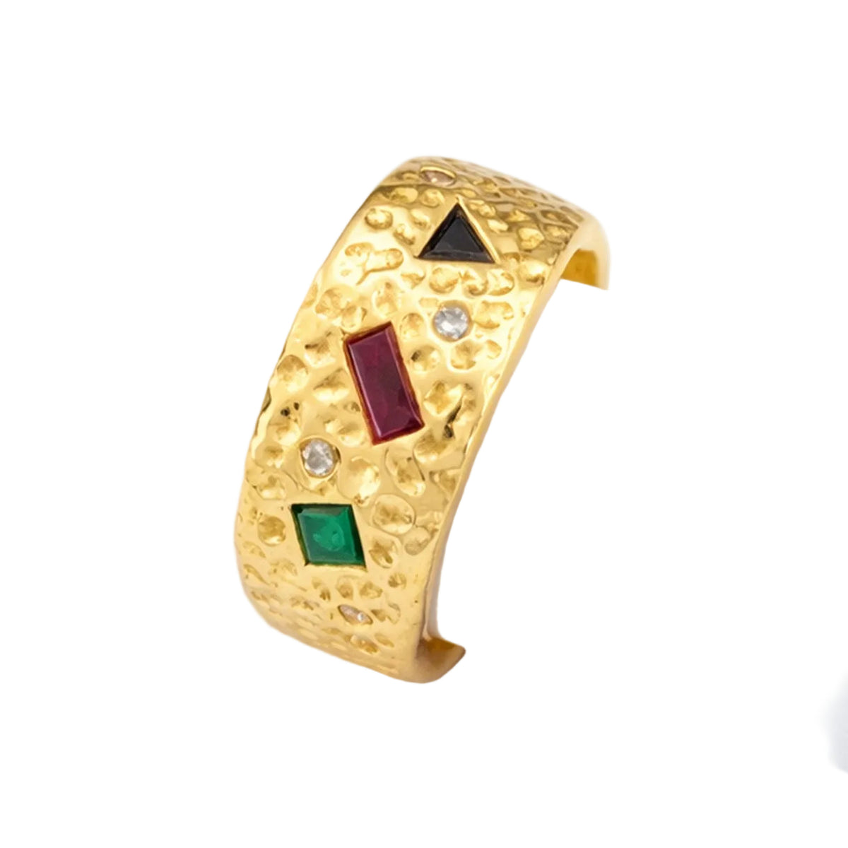 Bague Bandeau en or jaune, rubis, émeraude, saphir et diamants