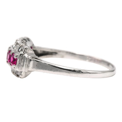 Bague Tank en or blanc, rubis et zirconiums