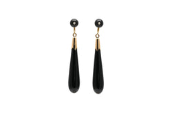 Boucles d'oreilles Pendantes en or jaune, onyx et perles