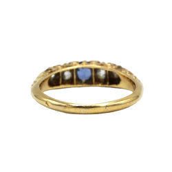 Bague Jarretière en or jaune, saphir, et diamants