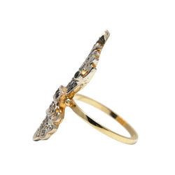 Bague en or jaune, argent, saphirs et diamants
