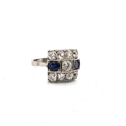Bague Tank en or blanc, saphirs et diamants