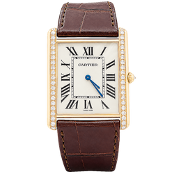 Montre CARTIER "Tank Louis Cartier" XL en or rose, acier et diamants