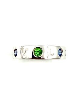 Bague Alliance BULGARI Roman Sorbet en or blanc, grenats, saphirs et diamant