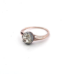 Bague Solitaire en or rose, argent et diamant