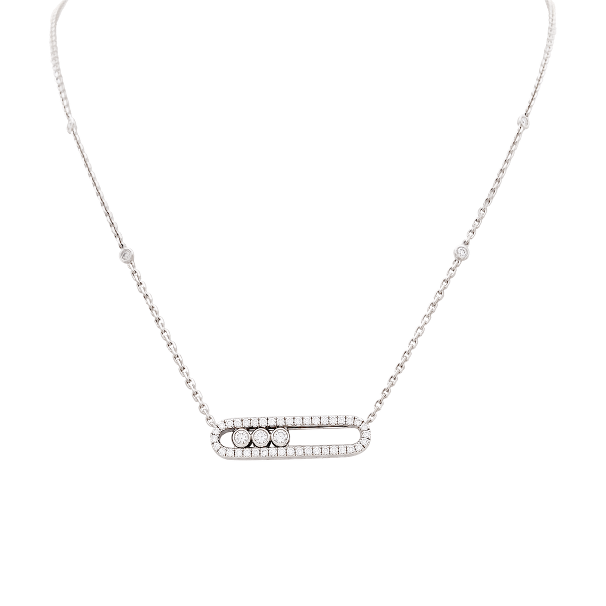 Collier Pendentif MESSIKA "Move Classique Pavé" en or blanc et diamants