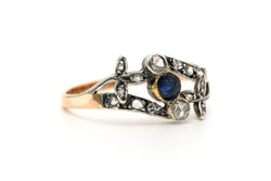 Bague en or blanc, or jaune, saphirs et diamants