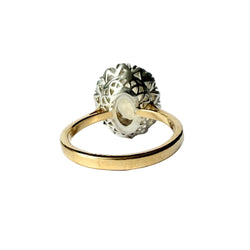 Bague Marguerite en or jaune, argent, saphir et diamants