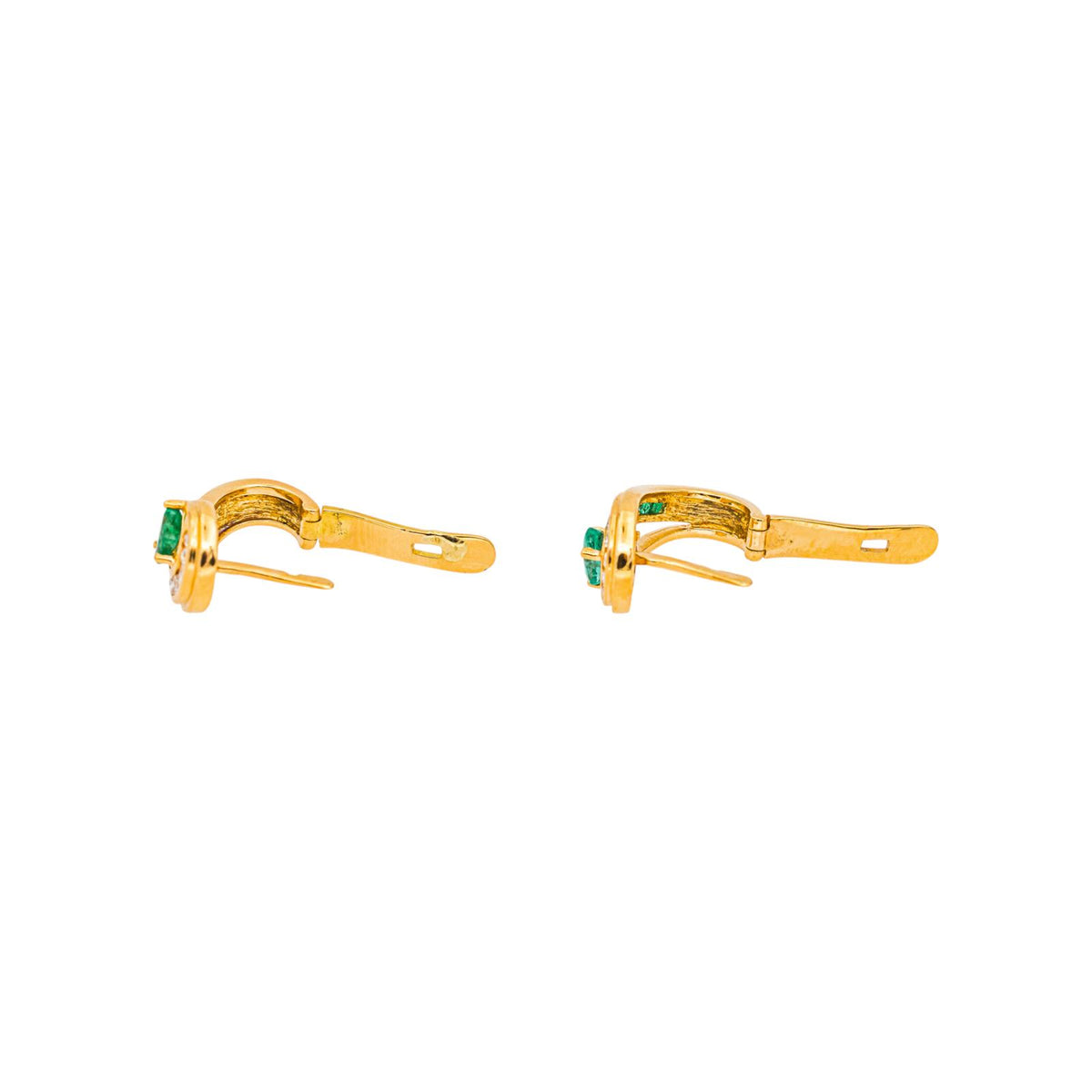 Boucles d'oreilles  Dormeuses Or jaune  Emeraude