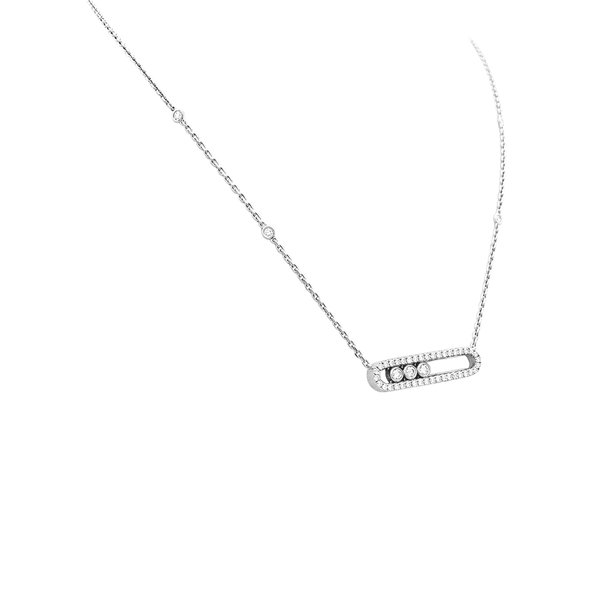 Collier Pendentif MESSIKA "Move Classique Pavé" en or blanc et diamants