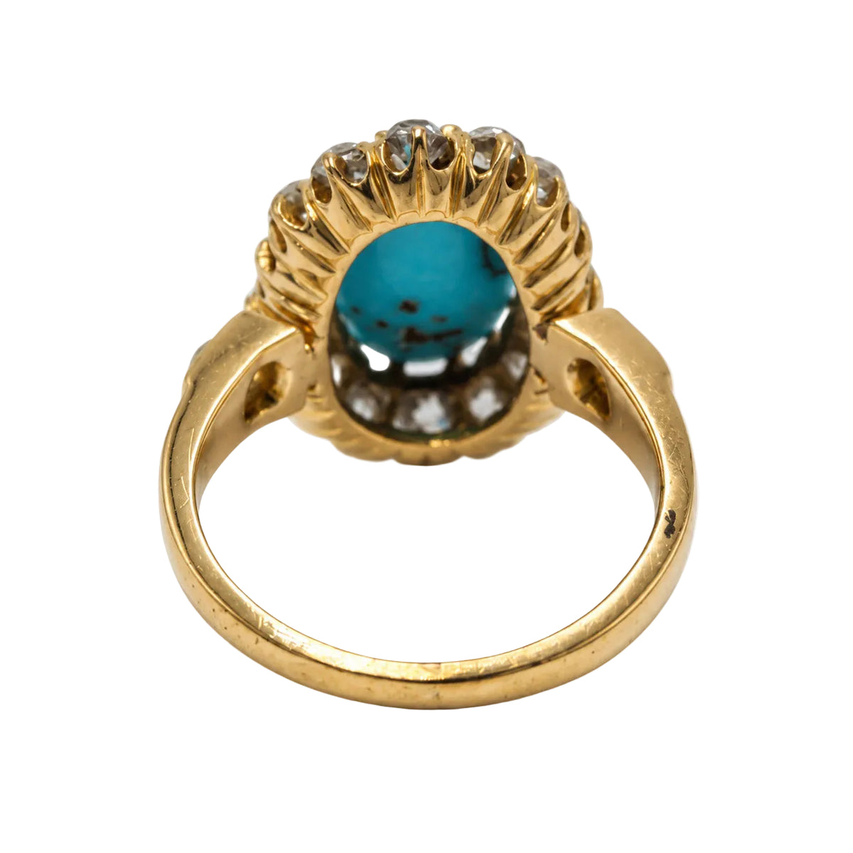 Bague Marguerite en or jaune, turquoise et diamants