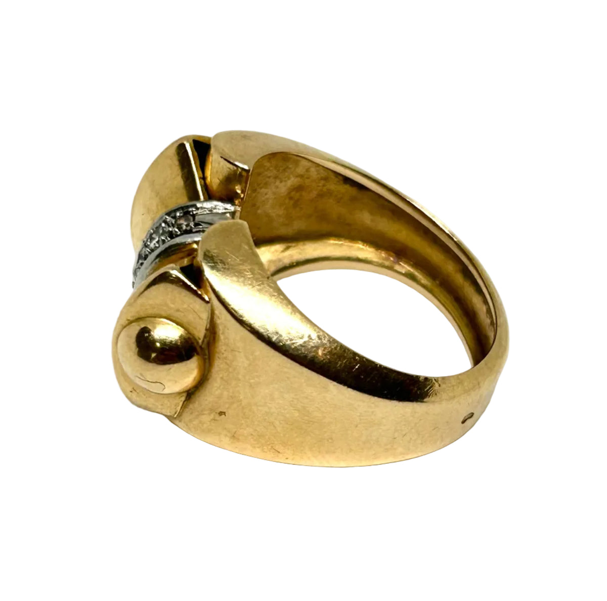 Bague Tank en or jaune et diamants