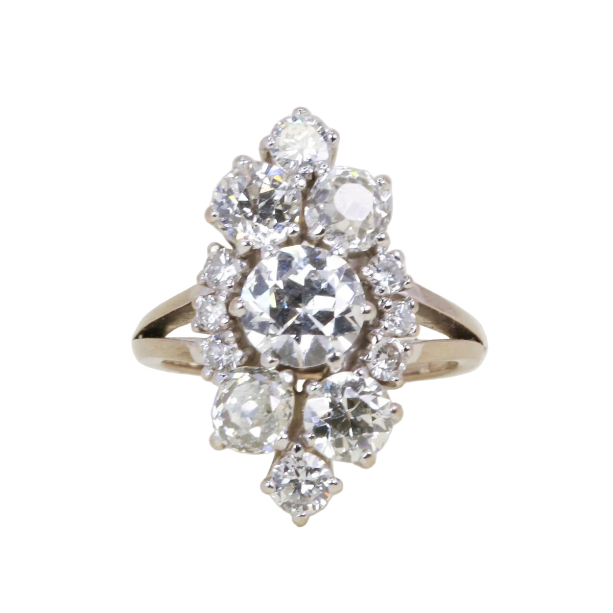 Bague Marquise en or blanc et diamants