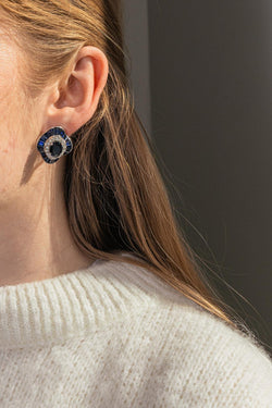 Boucles d'oreilles Or blanc saphir