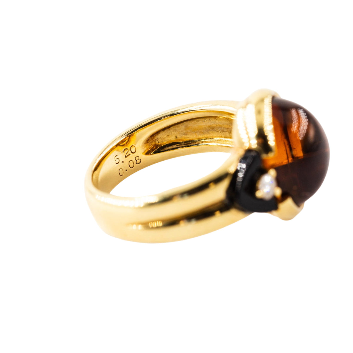 Bague Solitaire en or jaune, citrine, onyx et diamants