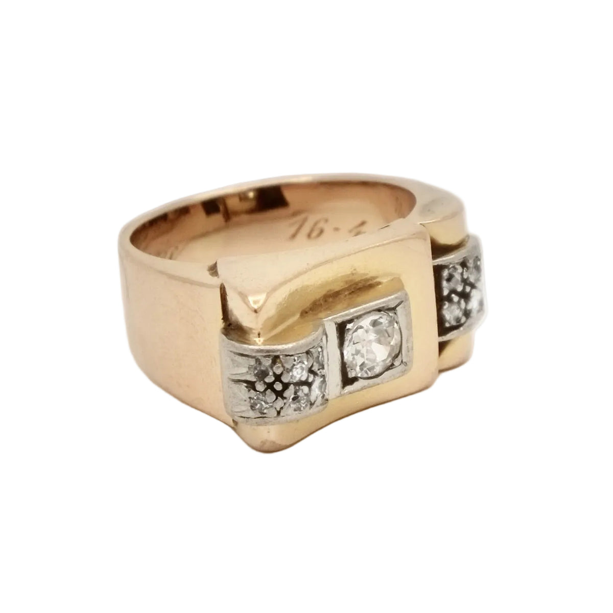 Bague tank or rose asymétrique