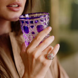 Bague Fleur en or blanc, saphir rose et diamants