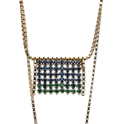 Collier à franges d'émeraudes et saphirs