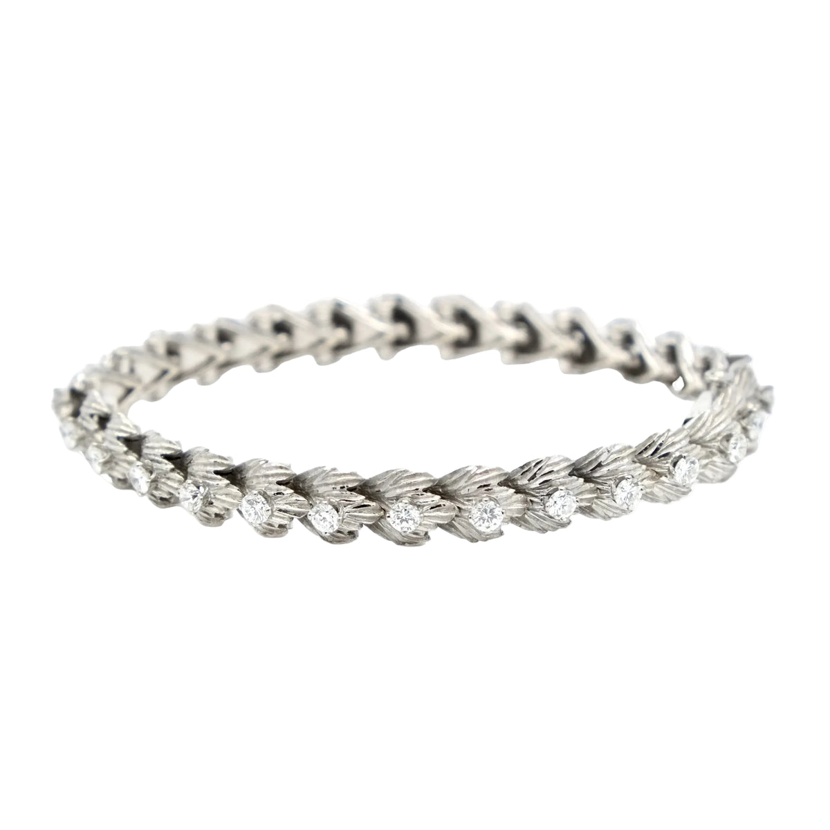 Bracelet articulé or gris et diamants