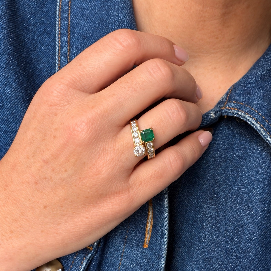 Bague toi et moi émeraude