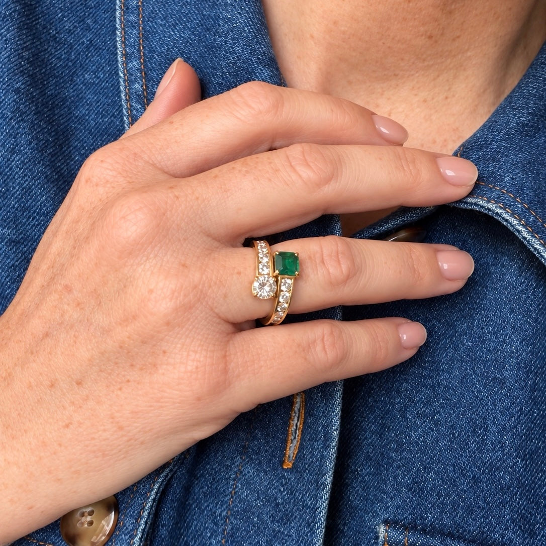 Bague toi et moi émeraude
