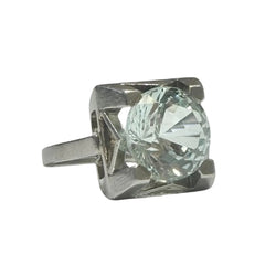 Bague en platine et aigue-marine