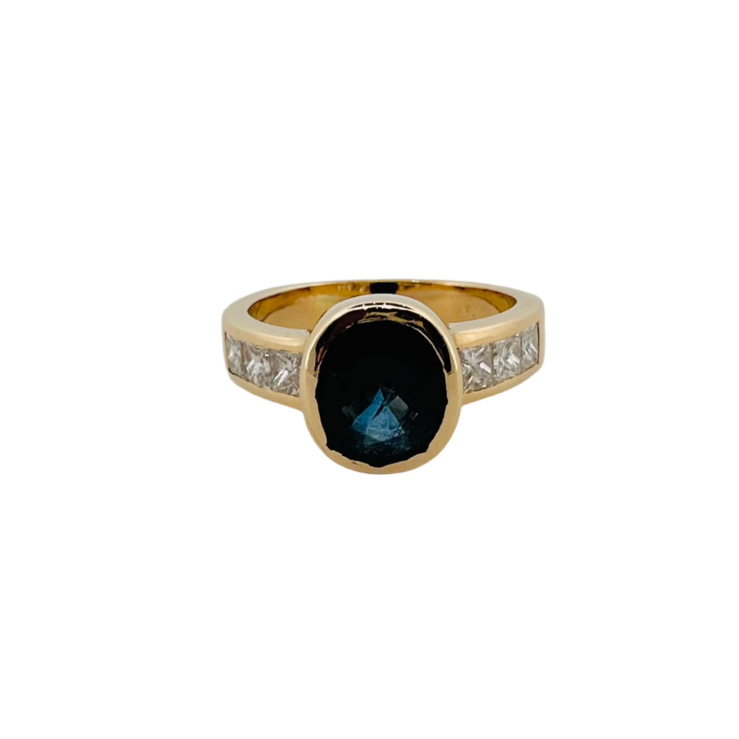 Bague Jonc en or jaune saphir et diamants