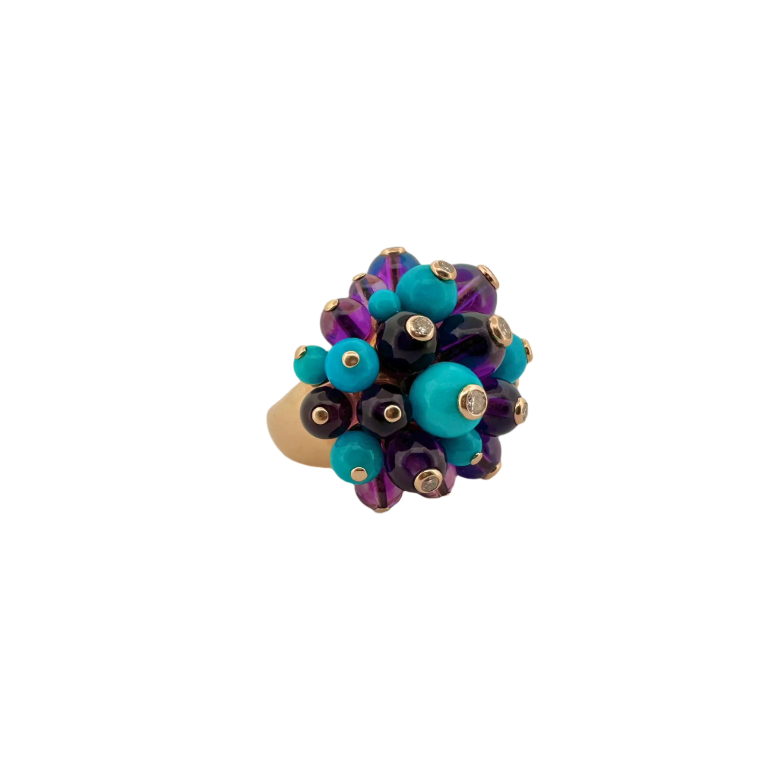 Bague CARTIER "Délices de Goa" en or jaune, turquoises, améthystes et diamants
