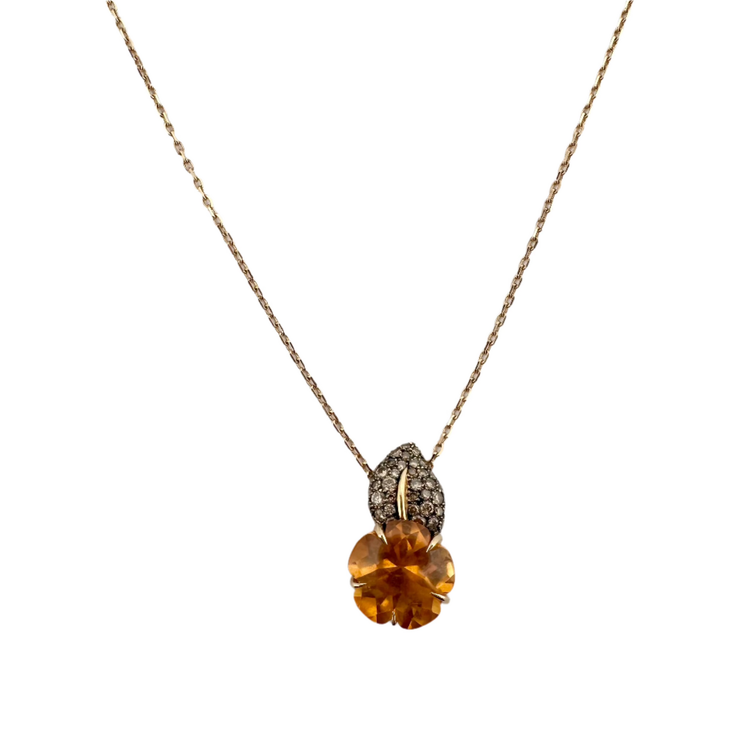 Collier CHANEL Camélia aquatique en or jaune, citrine et diamants