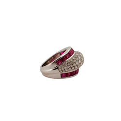 Bague Bandeau en or blanc, rubis et diamants