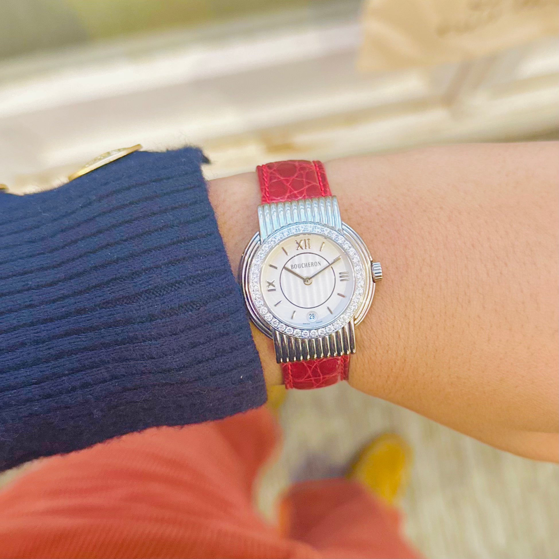 Montre BOUCHERON, "Reflet Solis" en acier et diamants