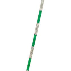 Bracelet Ligne TIFFANY & CO. en platine, émeraudes et diamants