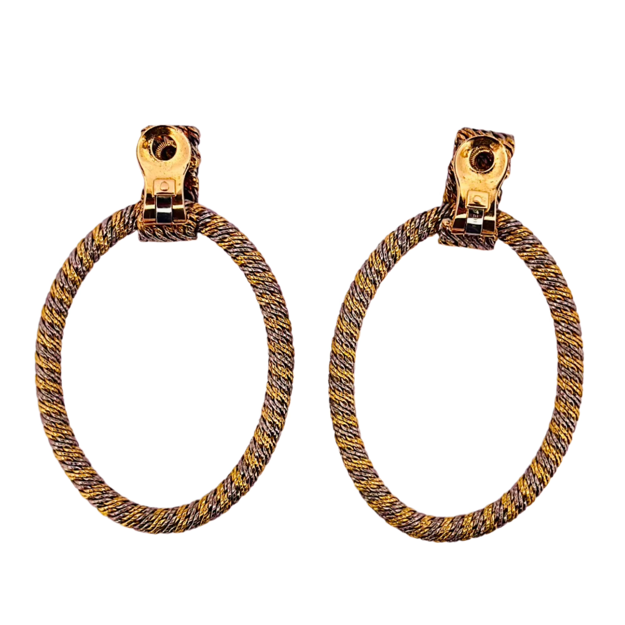 Boucles d'oreilles Créoles FRED en or jaune et or blanc