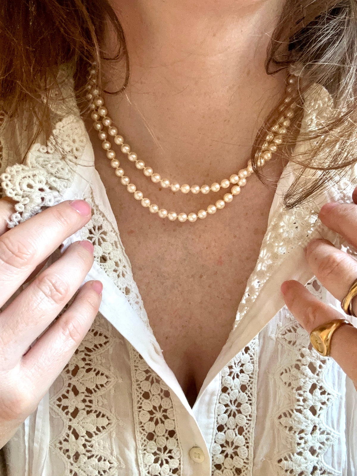 Superbe sautoir de perles gold