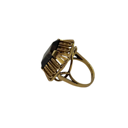 Bague Cocktail en or jaune et quartz fumé