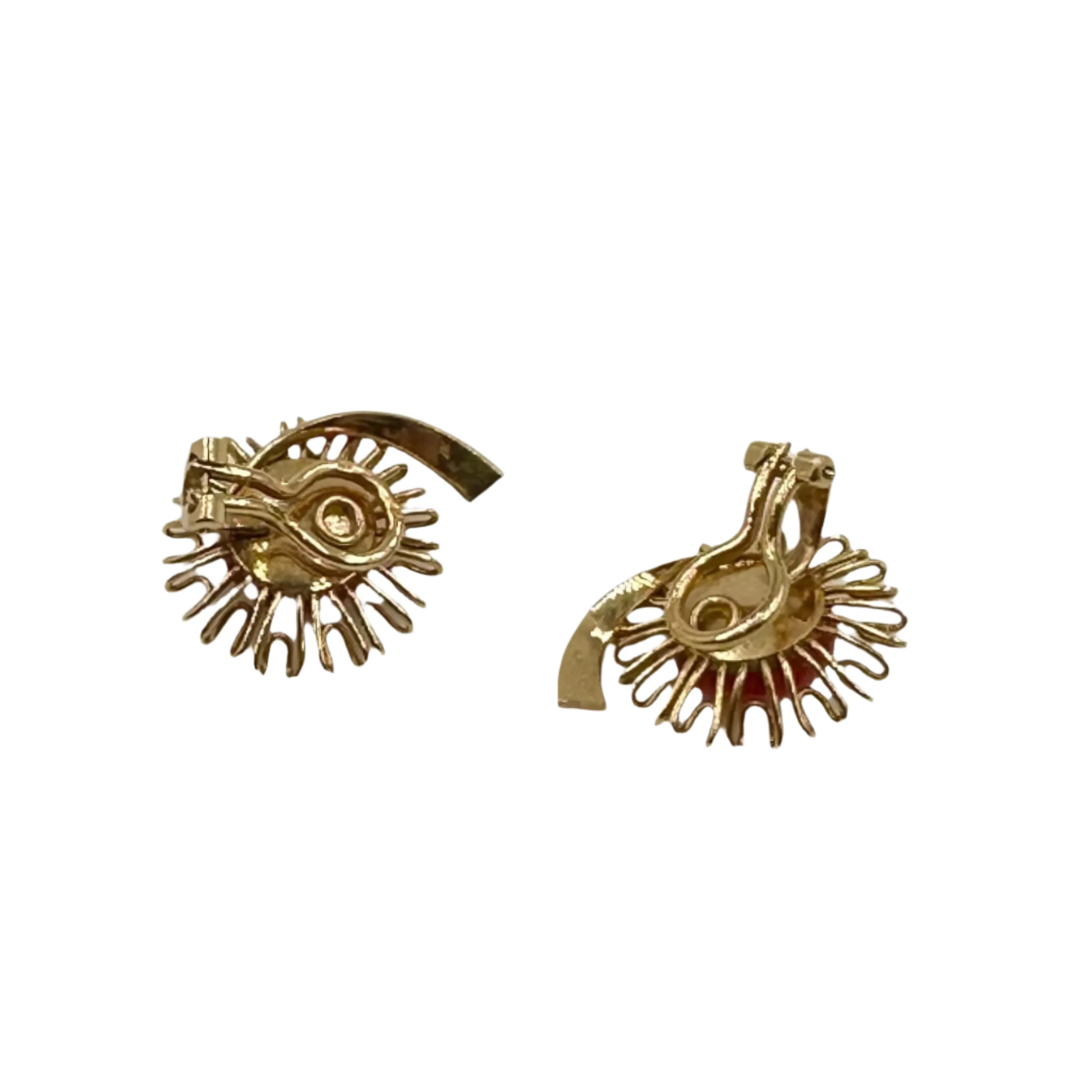 Boucles d'oreilles Clip en or jaune et corail