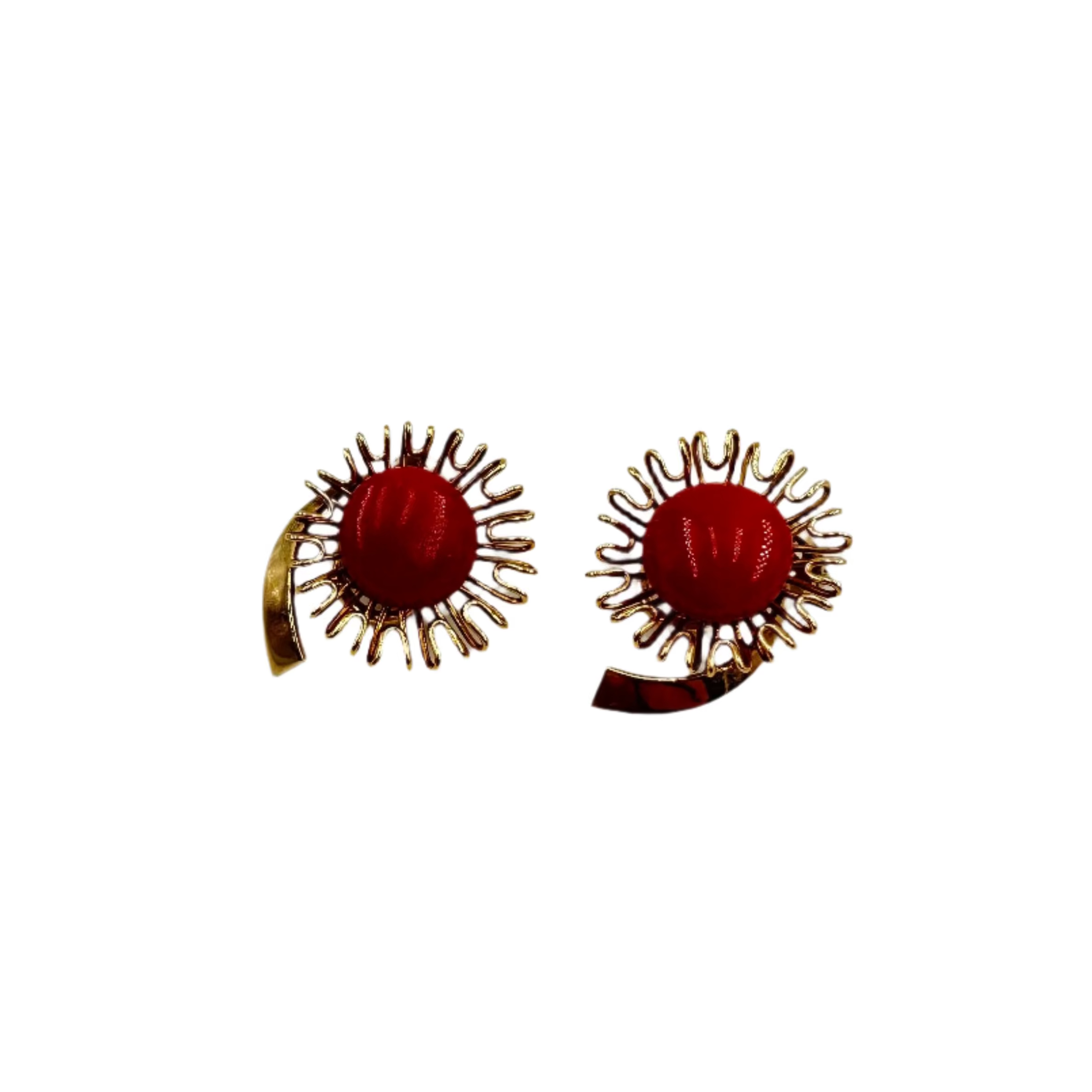 Boucles d'oreilles Clip en or jaune et corail